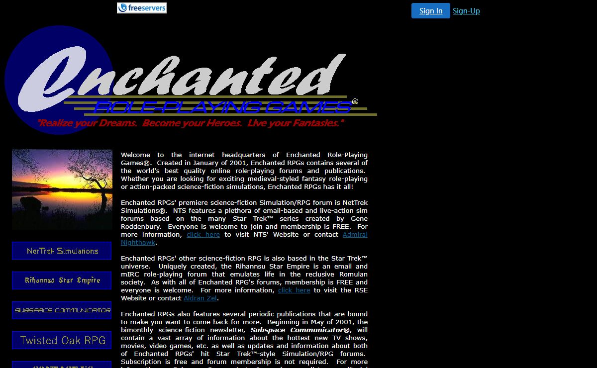 Welcome to Enchanted RPGs - "Realize your Dreams, Become your Heroes, Live your Fantasies."