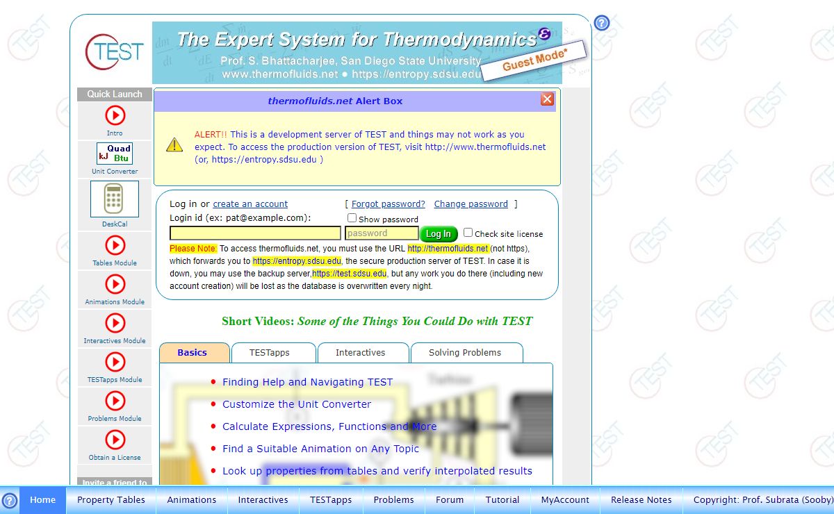 TEST: The Expert System for Thermodynamics - A Comprehensive Thermodynamic Web Portal