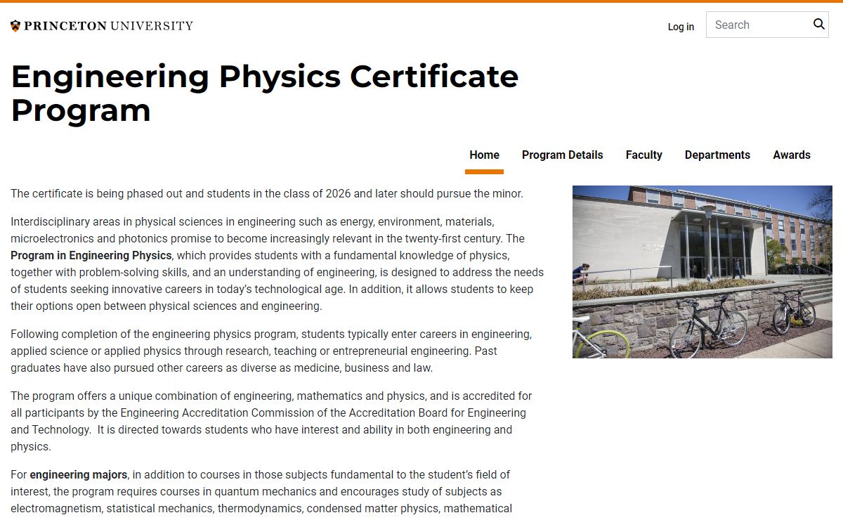 Engineering Physics Certificate Program