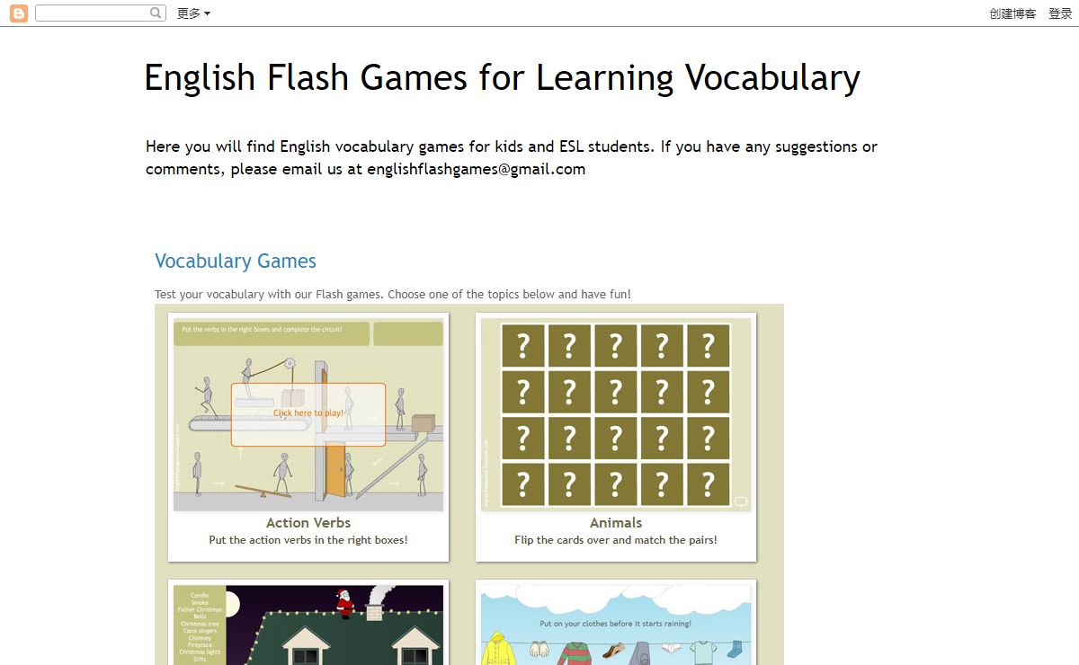 English Flash Games for Learning Vocabulary