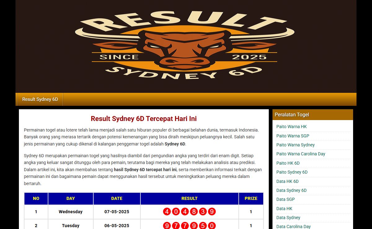Result Sydney 6D Tercepat Hari Ini