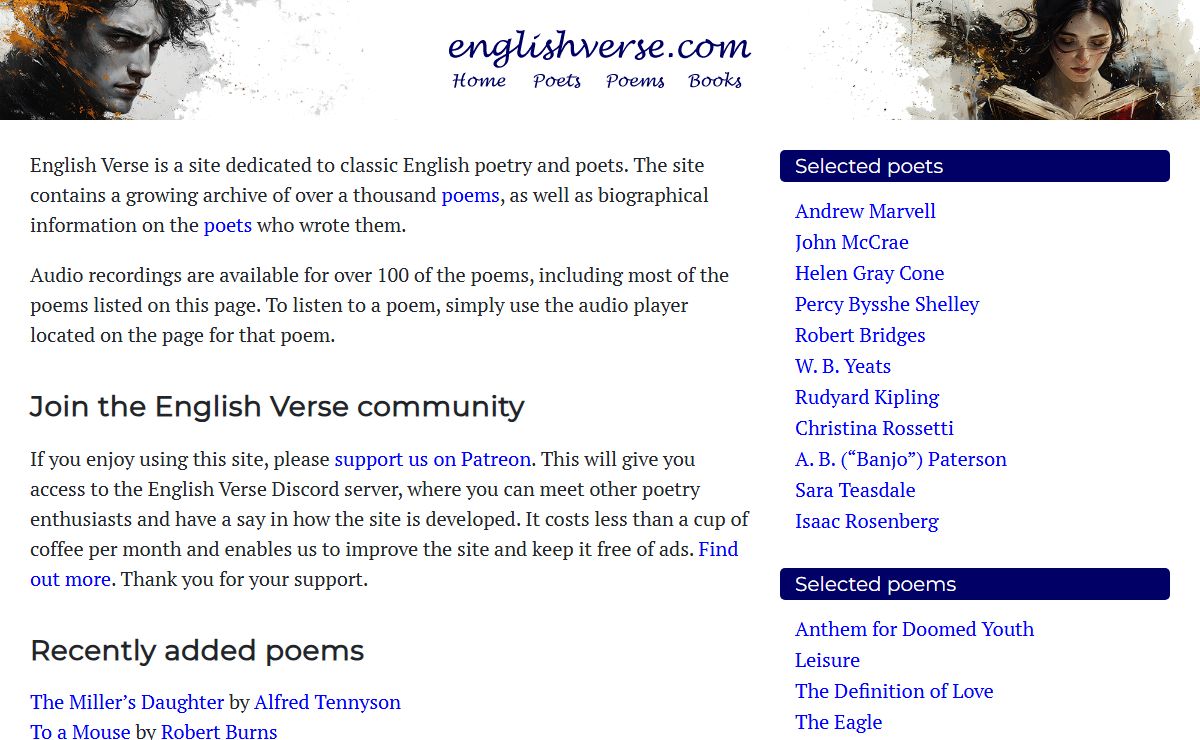 English Verse — Classic English poetry and poets