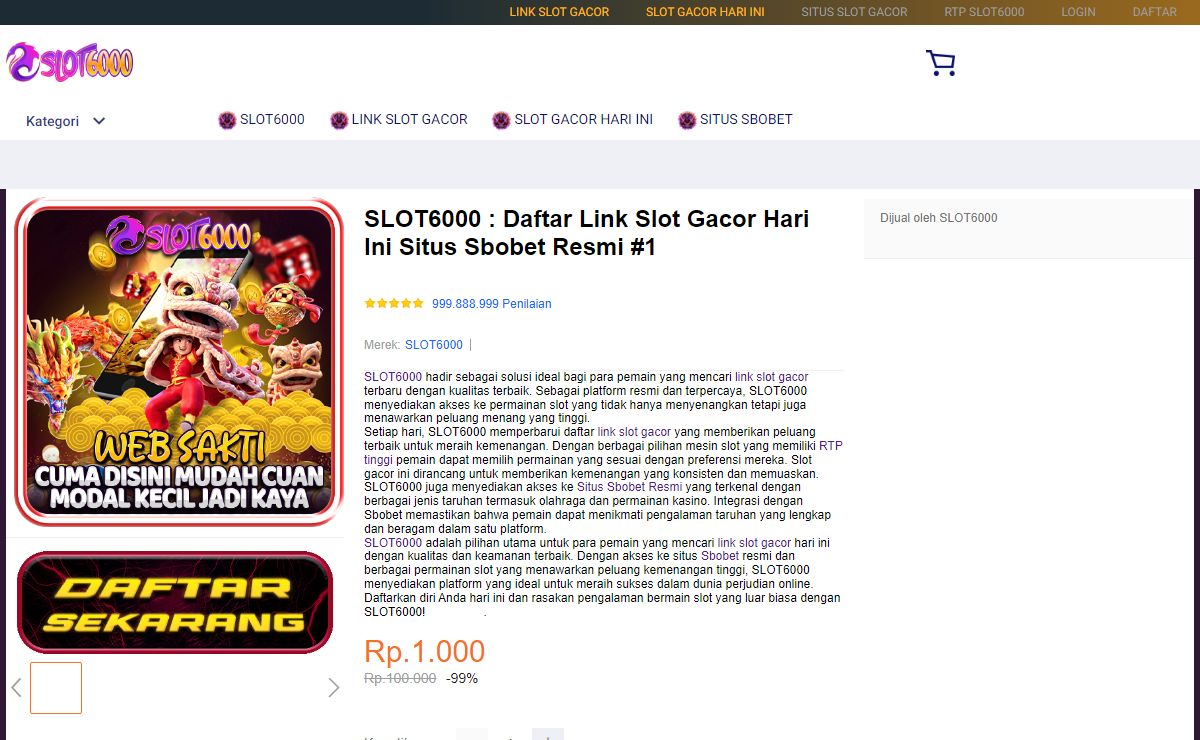 SLOT6000 : Daftar Link Slot Gacor Hari Ini Situs Sbobet Resmi #1