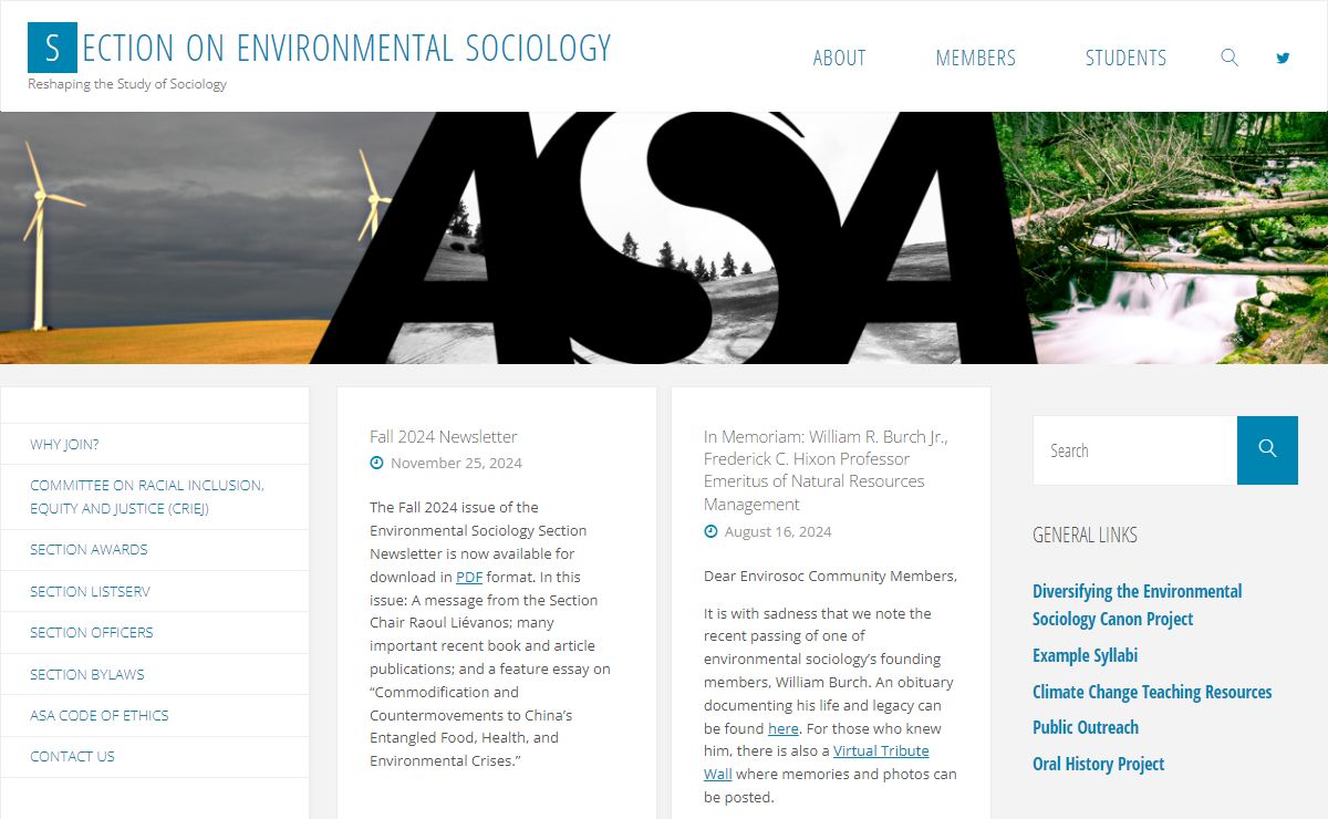 SECTION ON ENVIRONMENTAL SOCIOLOGY – Reshaping the Study of Sociology