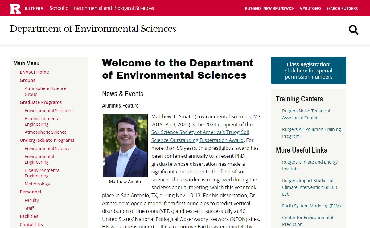 Department of Environmental Sciences at Rutgers SEBS