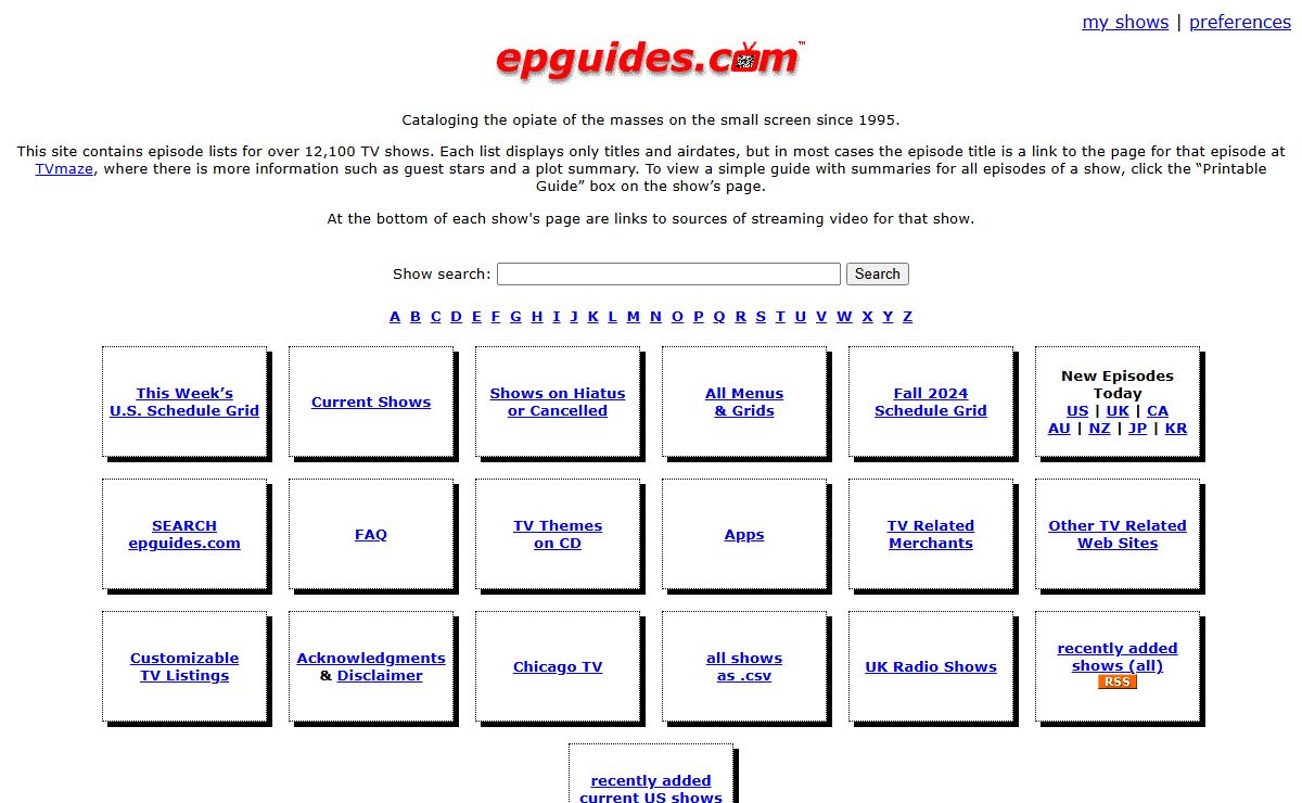 epguides.com * Main Menu Page
