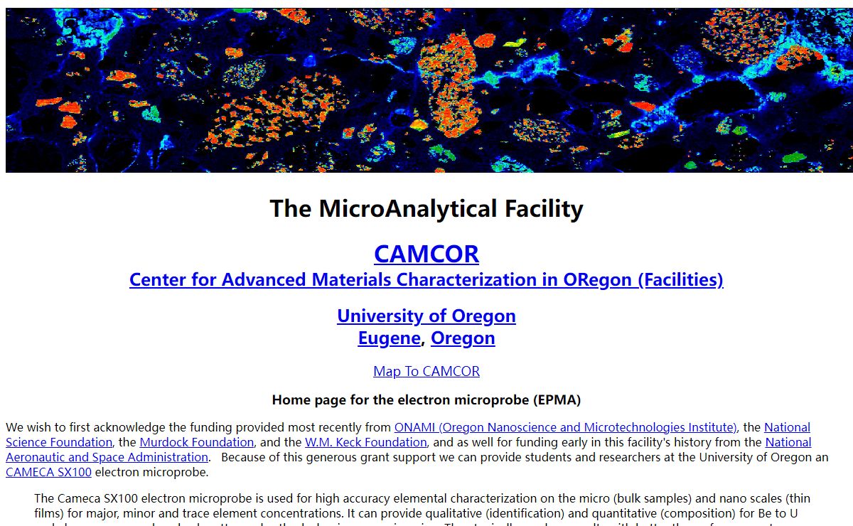 UO CAMCOR Electron Microprobe Facility