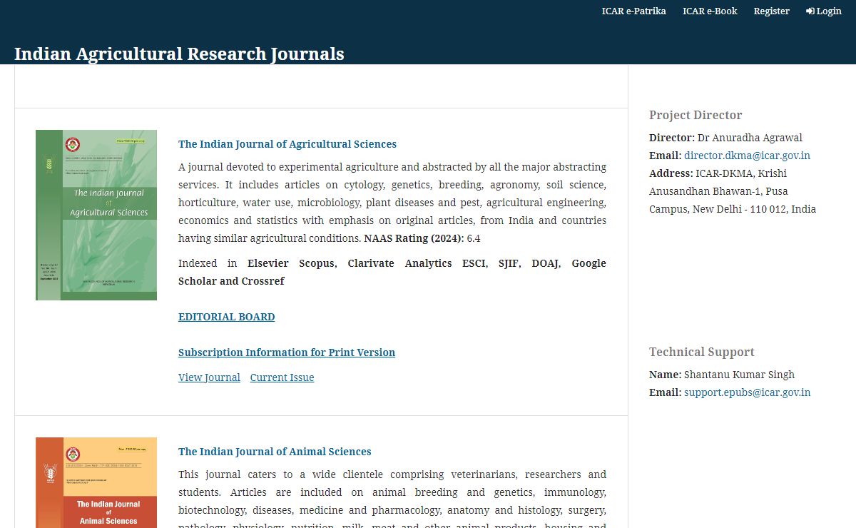 Indian Agricultural Research Journals