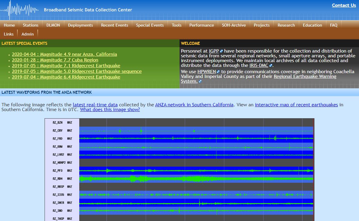 Broadband Seismic Data Collection Center (ANZA) :: Welcome & Introduction