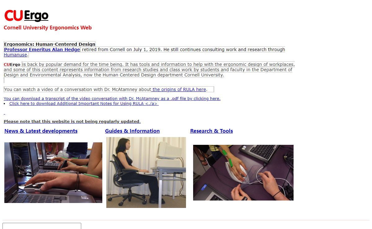Cornell University Ergonomics Web