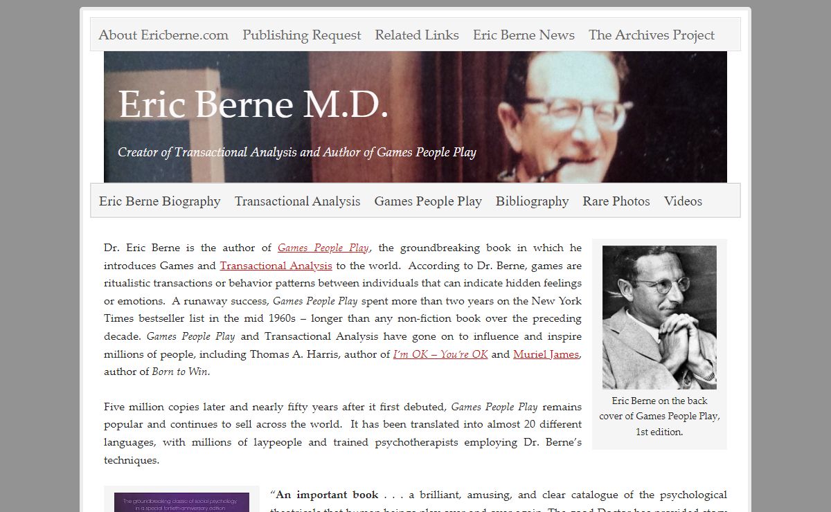 Eric Berne | Games People Play Author + Transactional Analysis Creator
