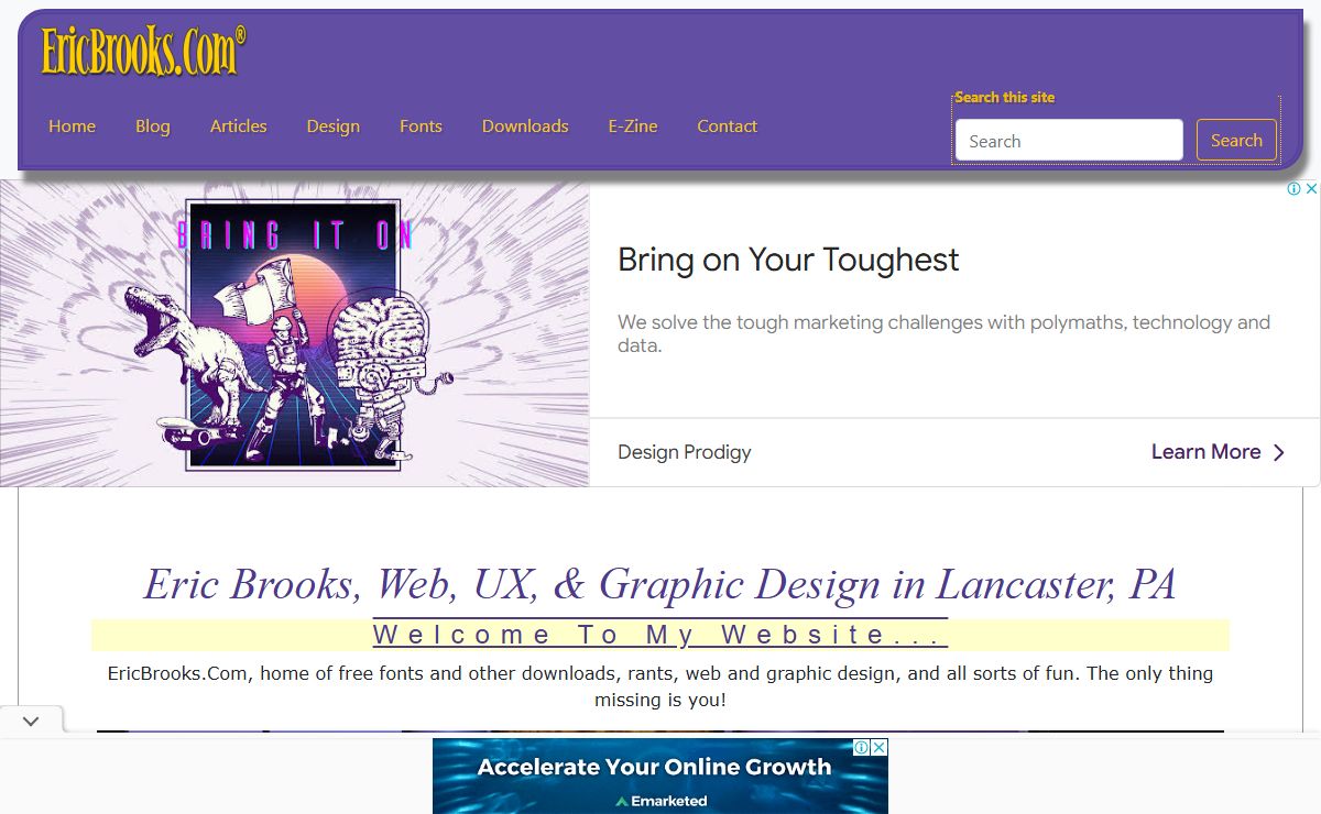 Eric Brooks Web UX Graphic design - Lancaster, PA - free stuff, fonts, tutorials and blogs