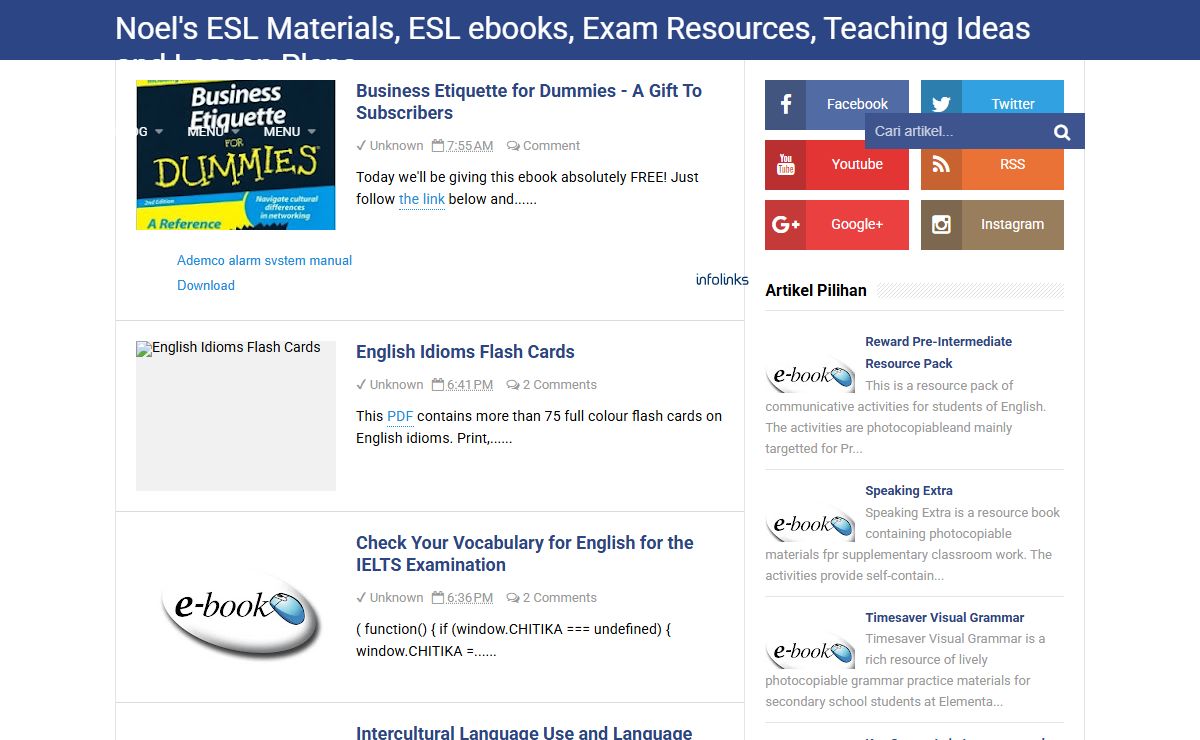 Noel's ESL Materials, ESL ebooks, Exam Resources, Teaching Ideas and Lesson Plans