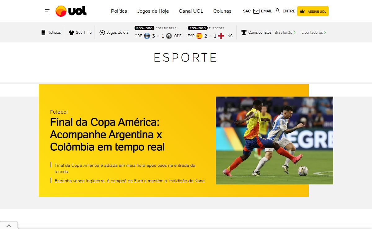 UOL Esporte - Acompanhe ao vivo os principais eventos esportivos no Brasil e do mundo - UOL Esporte