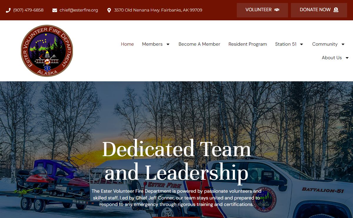 Ester Volunteer Fire Department – By providing a high level of fire and life safety service, The Ester Volunteer Fire Department is committed to educate, prepare, and protect our commUNITY and responders before, during and after an emergency.