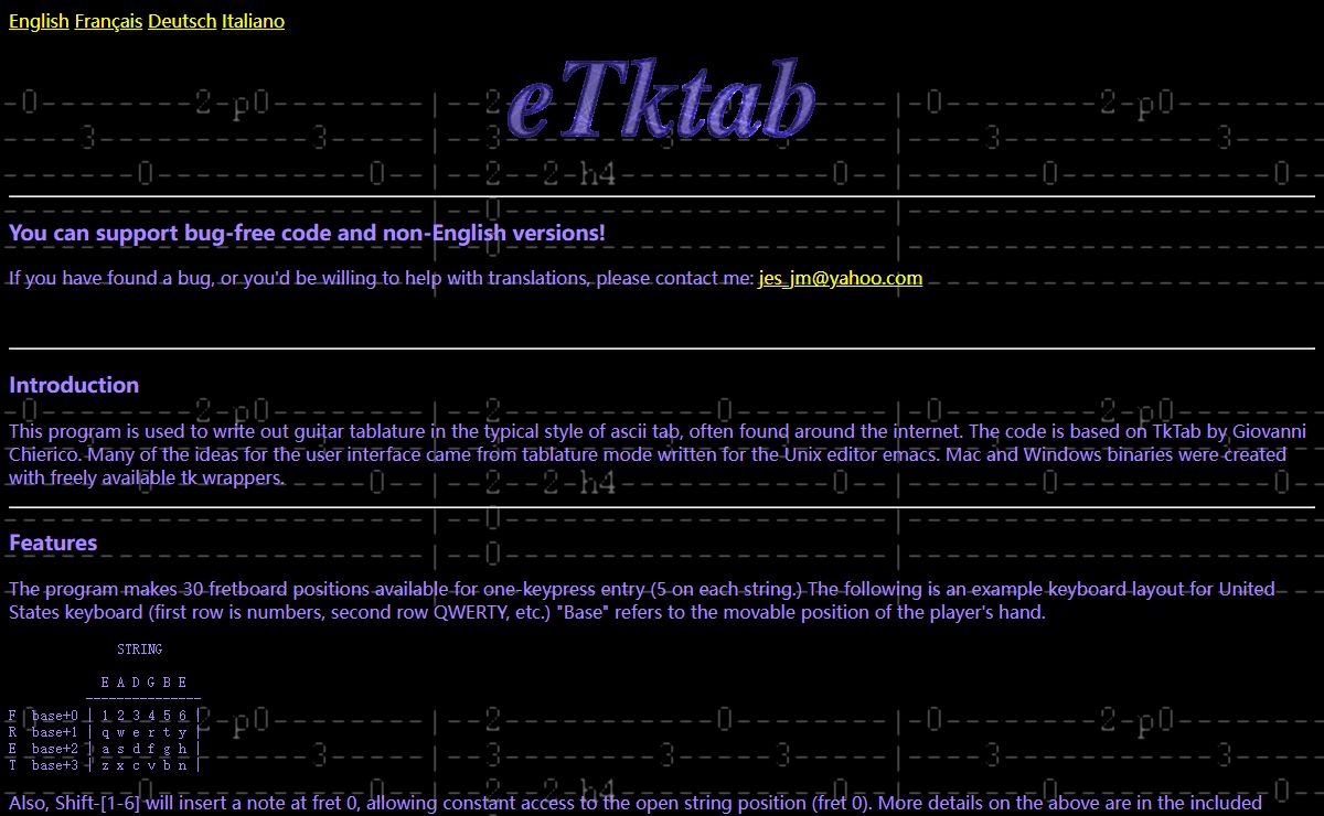 eTktab Tablature Editor