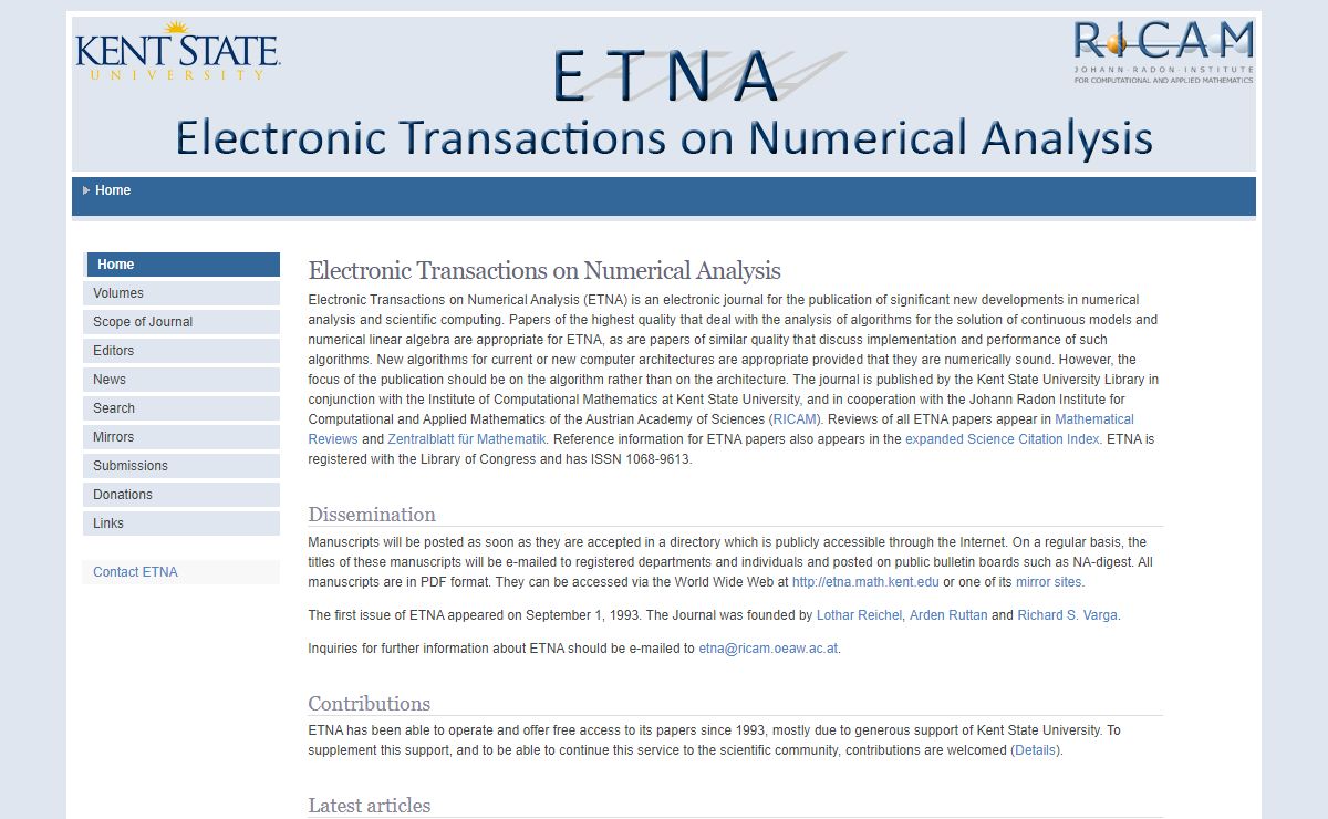 Electronic Transactions on Numerical Analysis (ETNA)