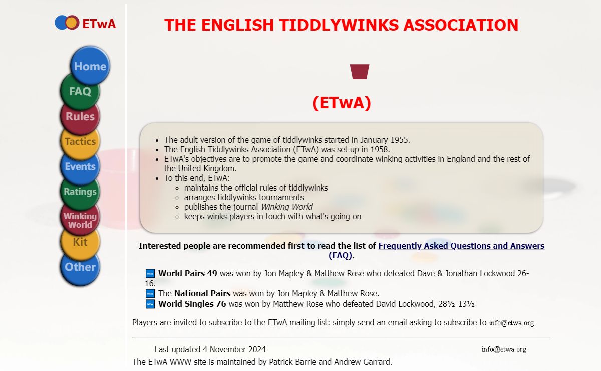 The English Tiddlywinks Association