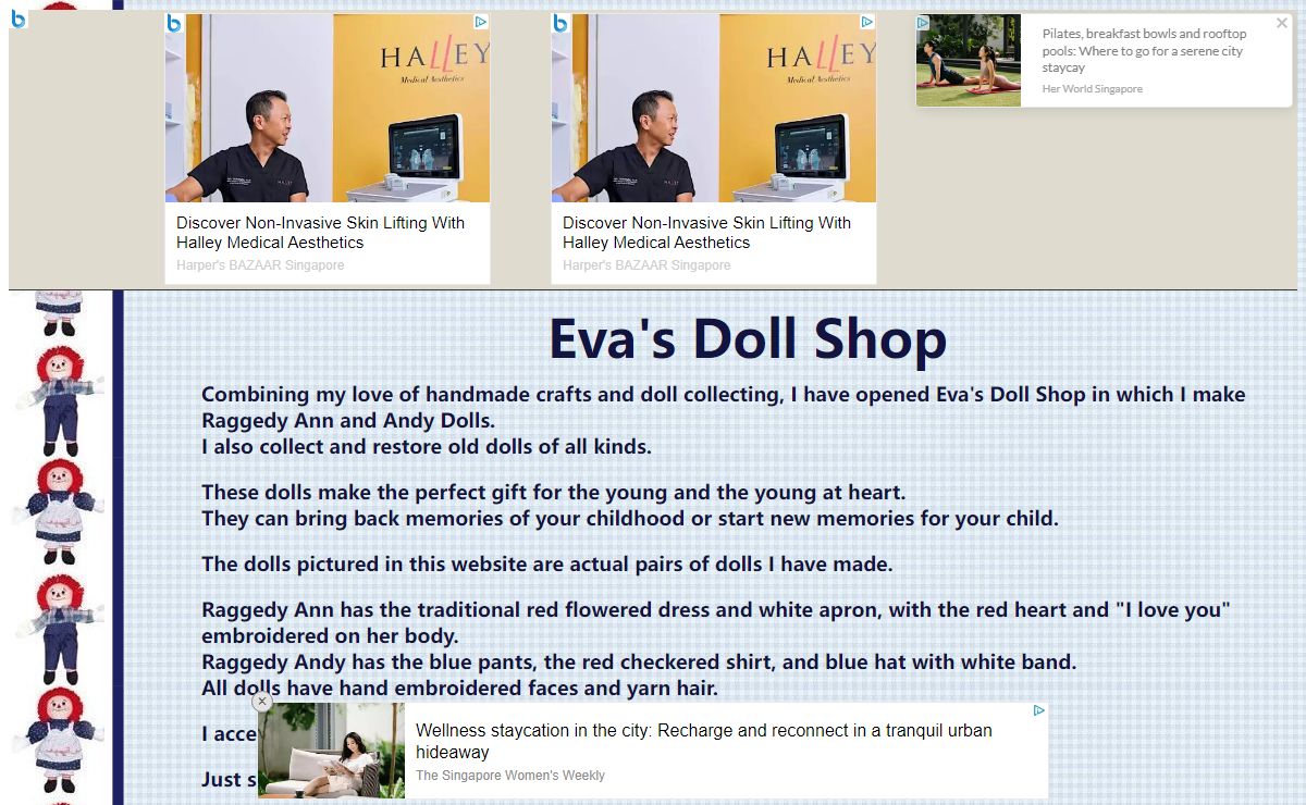 Eva's Doll Shop, Handmade Raggedy Ann and Andy Dolls