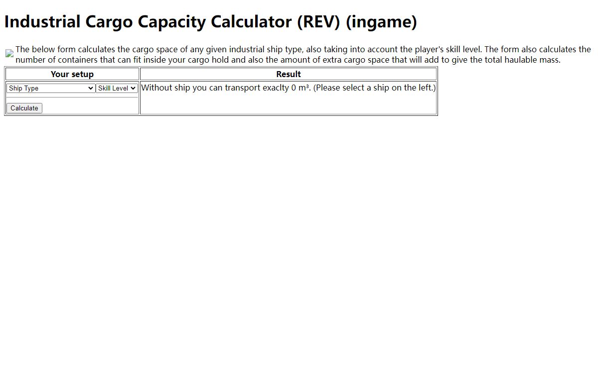 Industrial Cargo Capacity Calculator (REV) (ingame)