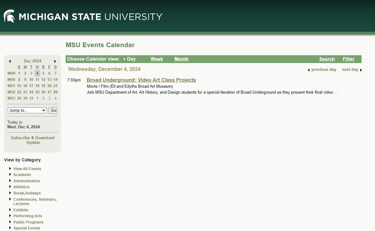 MSU Events Calendar - Day