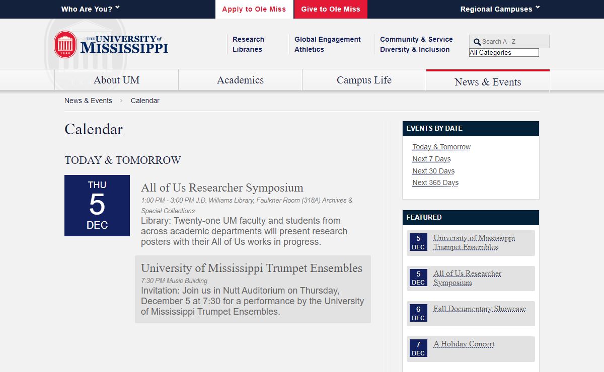 Events | University of Mississippi