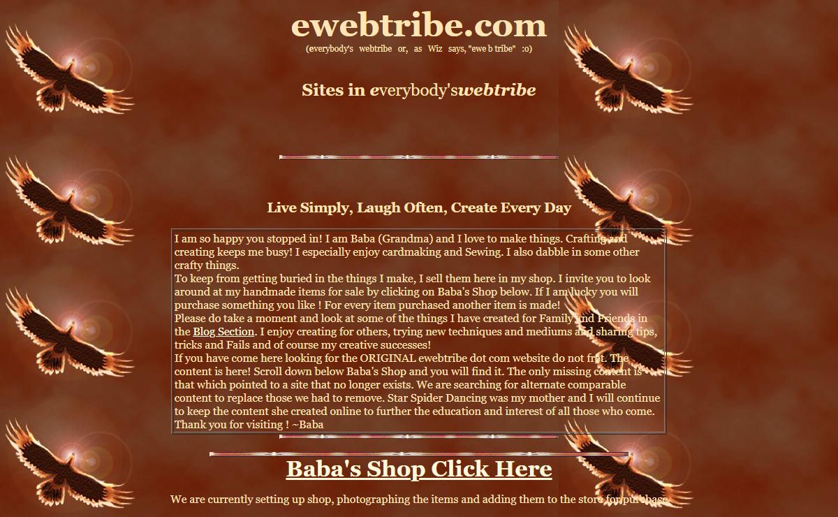 Entry page: ewebtribe.com, - menu to sites