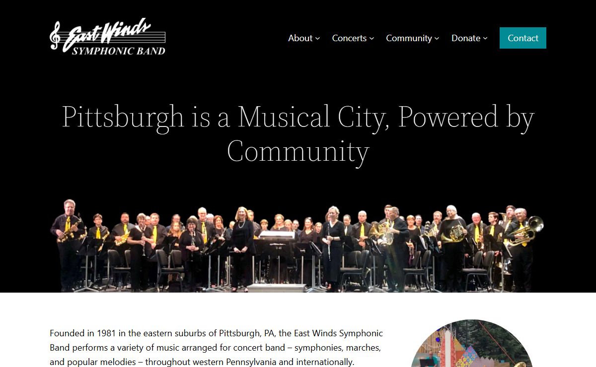 East Winds Symphonic Band – A community band based in the eastern suburbs of Pittsburgh.