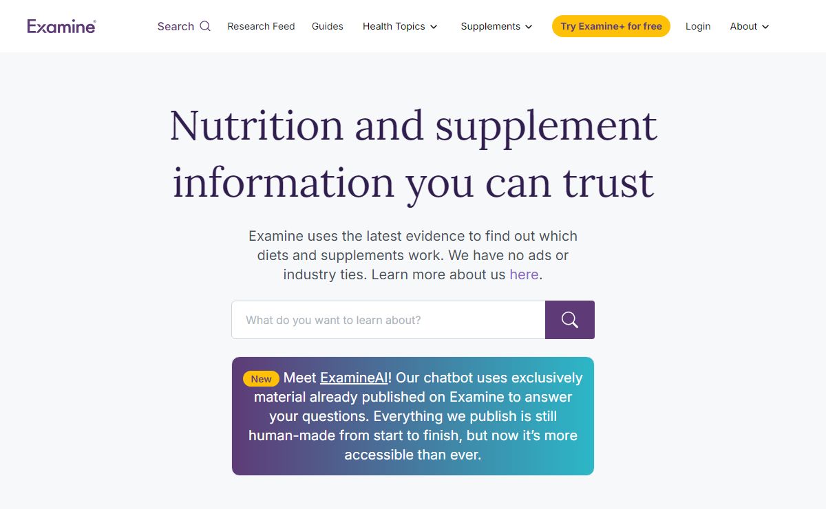 Evidence-based Analysis on Supplements & Nutrition | Examine