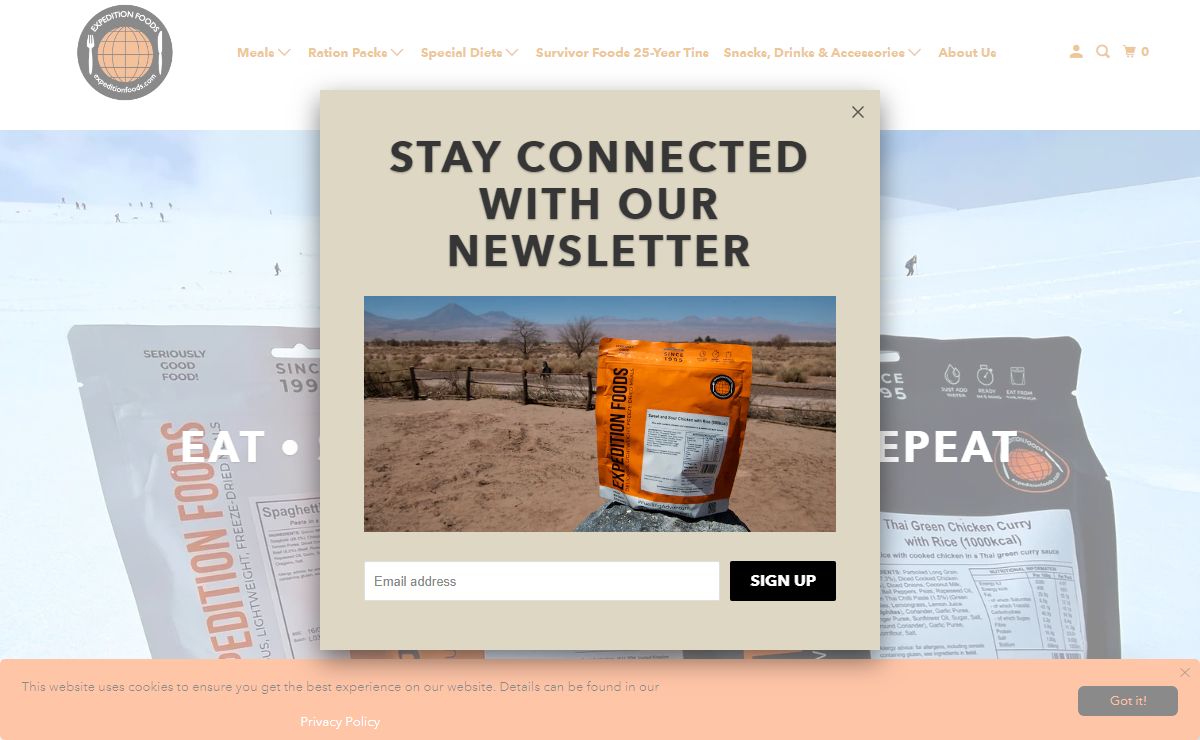 Freeze Dried Meals - Emergency Rations