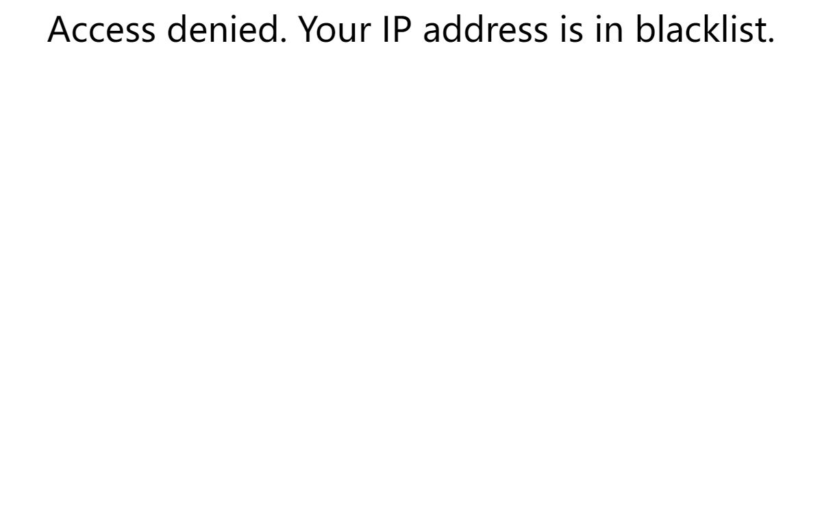 Access denied. Your IP address is in blacklist.