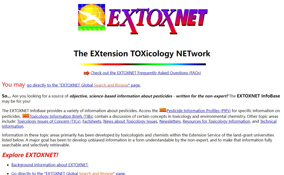 EXTOXNET - The EXtension TOXicology NETwork