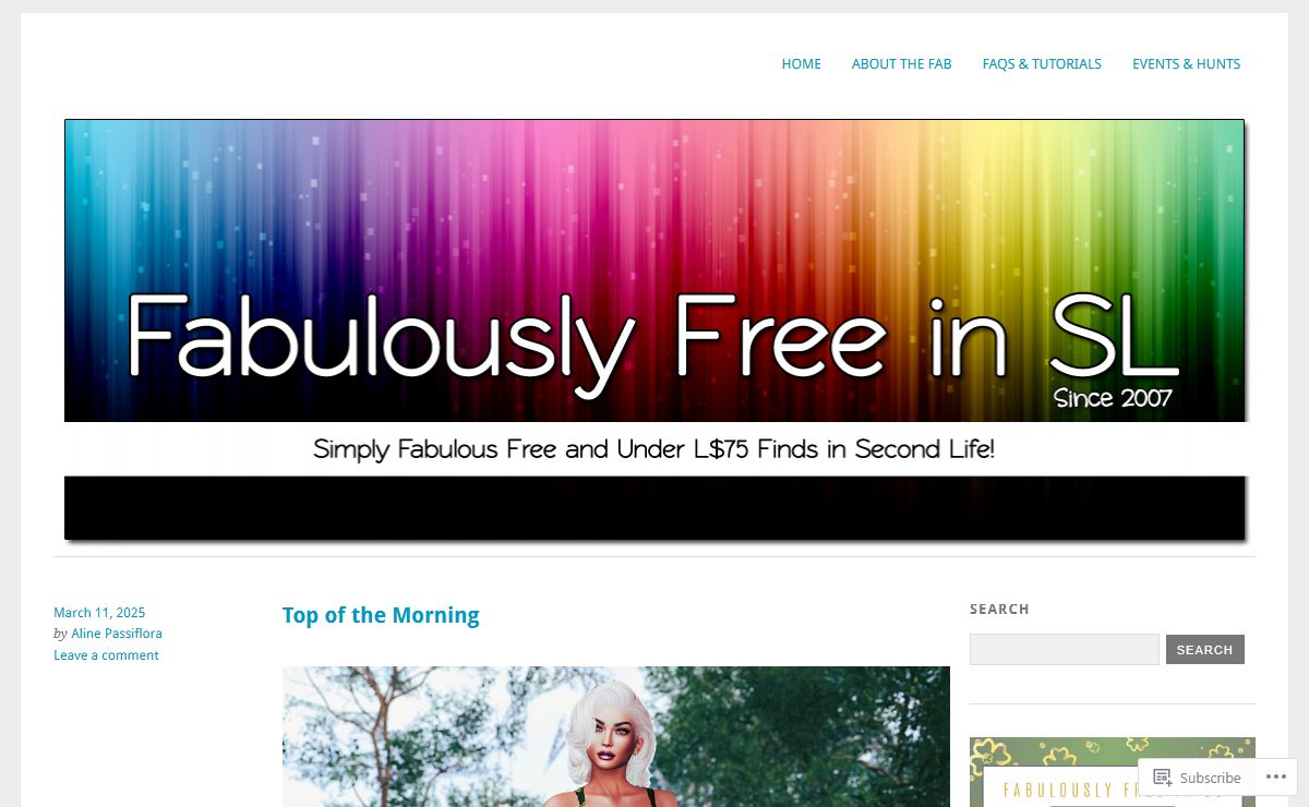 FabFree - Fabulously Free in SL | Simply Fabulous Free and Under L$75 Finds in Second Life – Since 2007