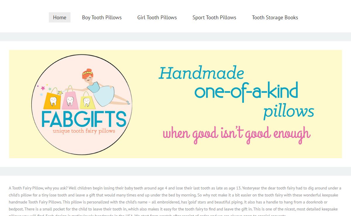 Fabgifts | Tooth Fairy Pillow and Tooth Storage | FabGifts