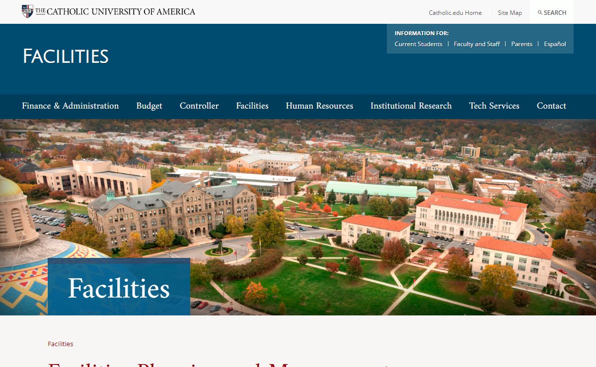 Facilities Homepage - Catholic University of America | CUA
