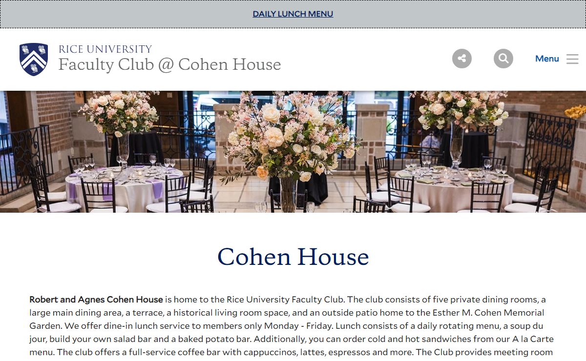 Faculty Club @ Cohen House | Rice University