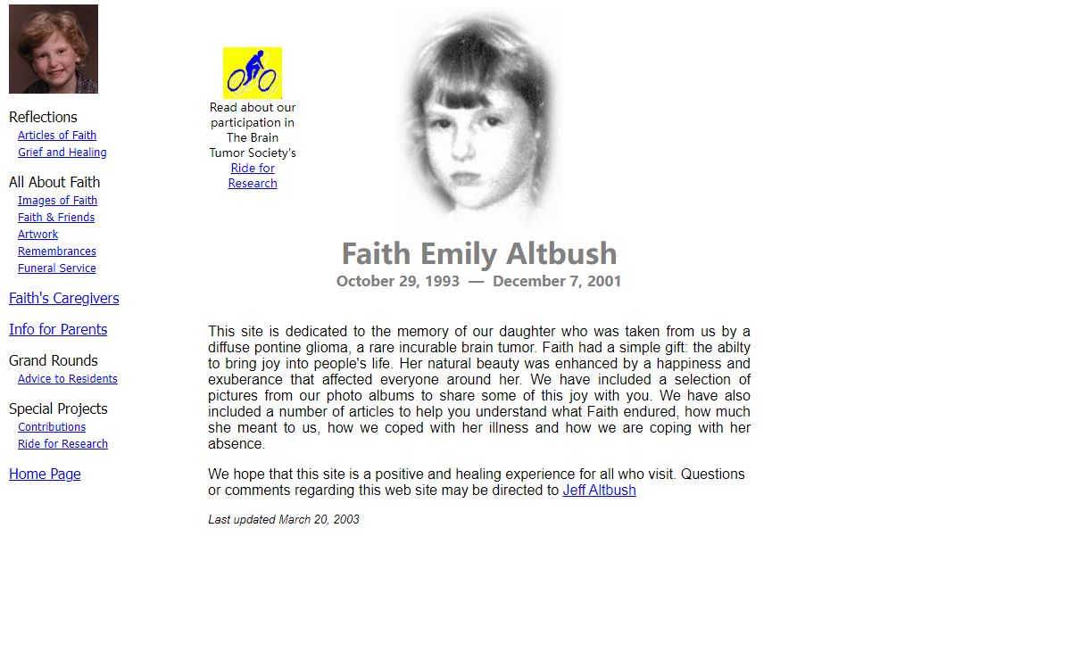 A Memorial to Faith Emily Altbush