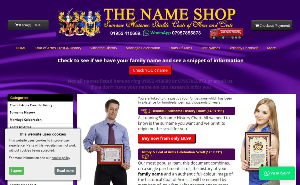 Name shop Family name history certificate surname scrolls