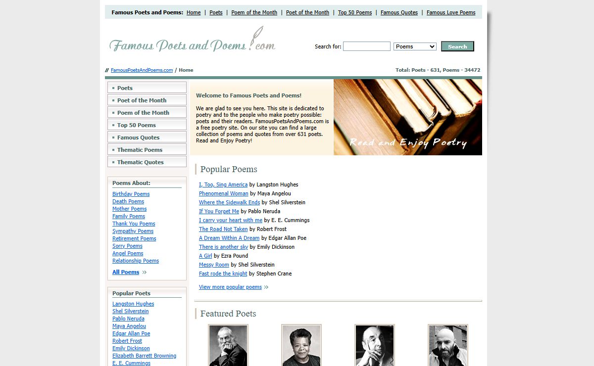 Famous Poets and Poems - Read and Enjoy Poetry
