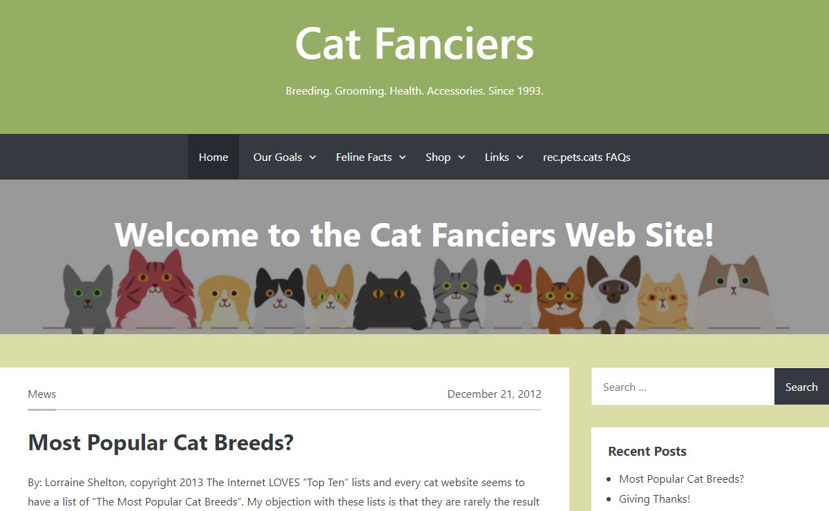Cat Fanciers – Breeding. Grooming. Health. Accessories. Since 1993.