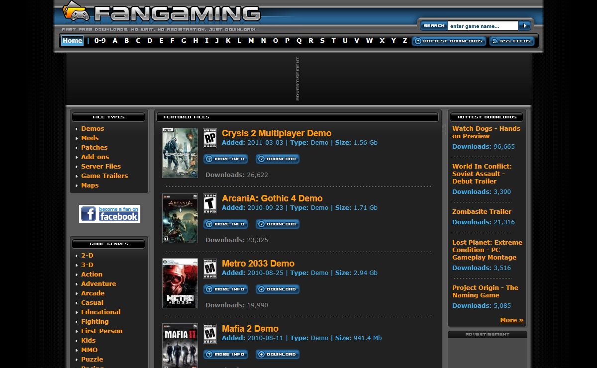 FanGaming:Video Games - PC Game Demos - Video Game Trailers - PC Game Patches - PC Game Mods
