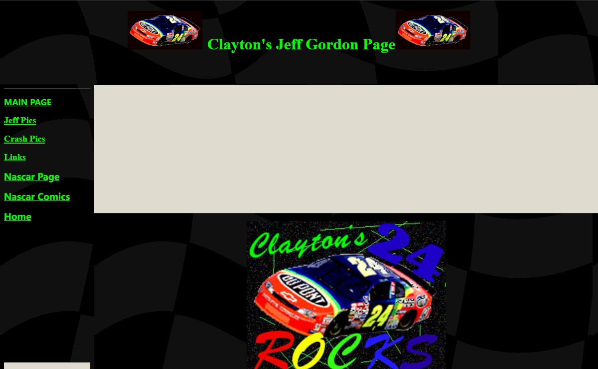 A great page on Clayton CLark, Sports page, jeff gordon and nascar info and pictures.
