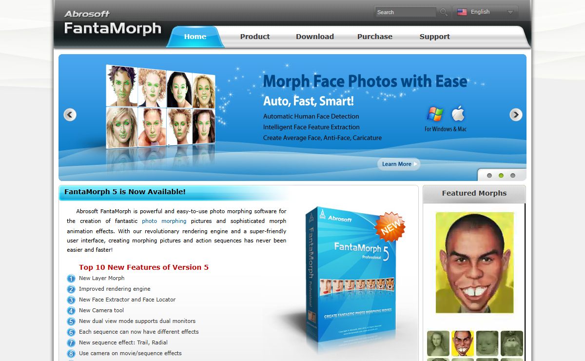 Abrosoft FantaMorph - Photo Morphing Software for Creating Morphing Photos and Animations