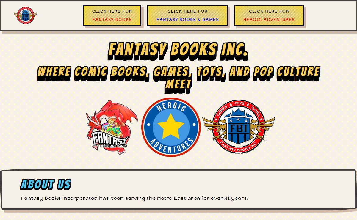 Fantasy Books Inc. - Where comic books, games, toys and pop culture meet