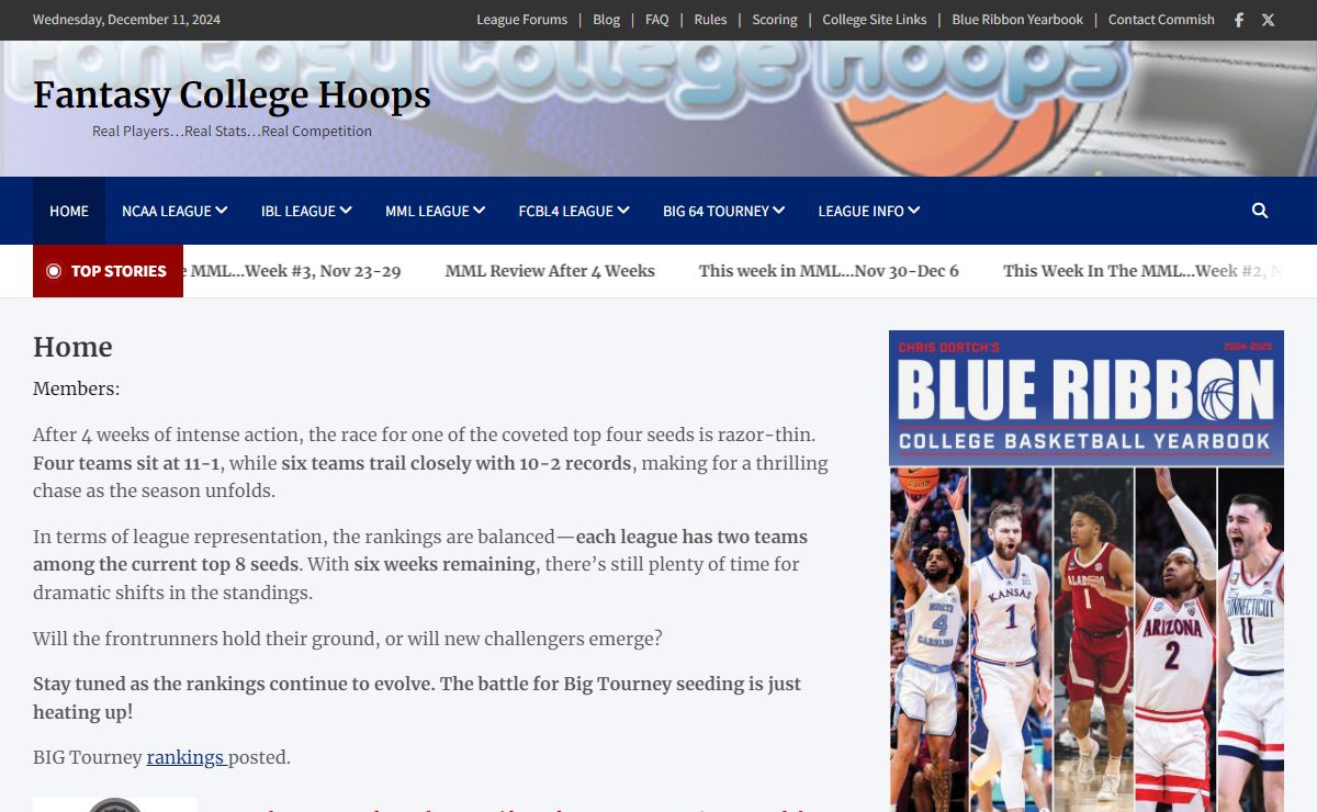 Fantasy College Hoops – Real Players…Real Stats…Real Competition