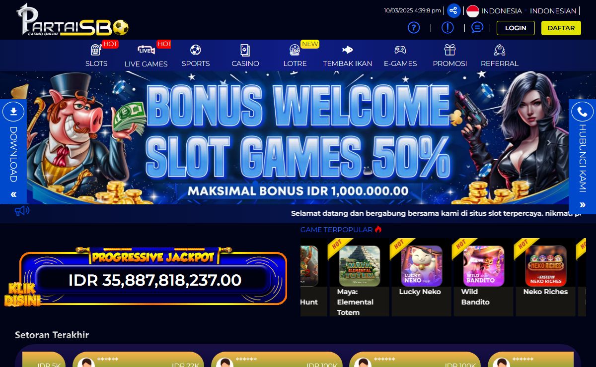 Partaisbo : Situs Slot Terbesar Deposit Pulsa Tanpa Potongan Gacor