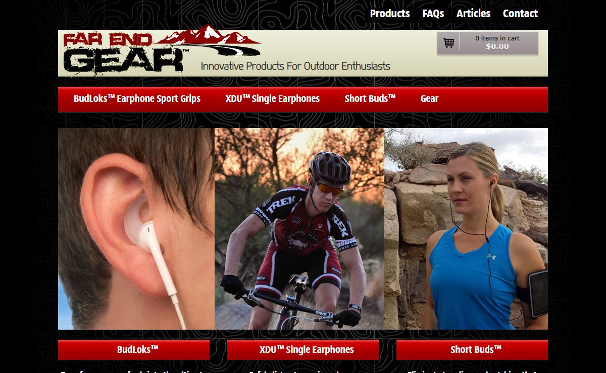 Far End Gear® Products for outdoor enthusiasts - earbuds, earphones, and earbud sport grips.