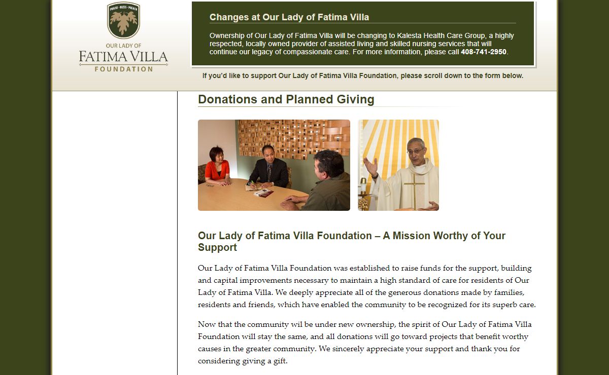 Donations and Planned Giving | Our Lady of Fatima Villa