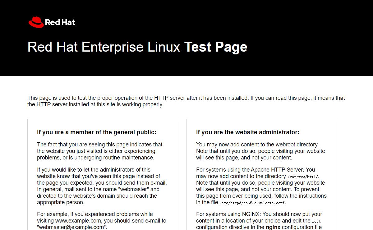 Test Page for the HTTP Server on Red Hat Enterprise Linux