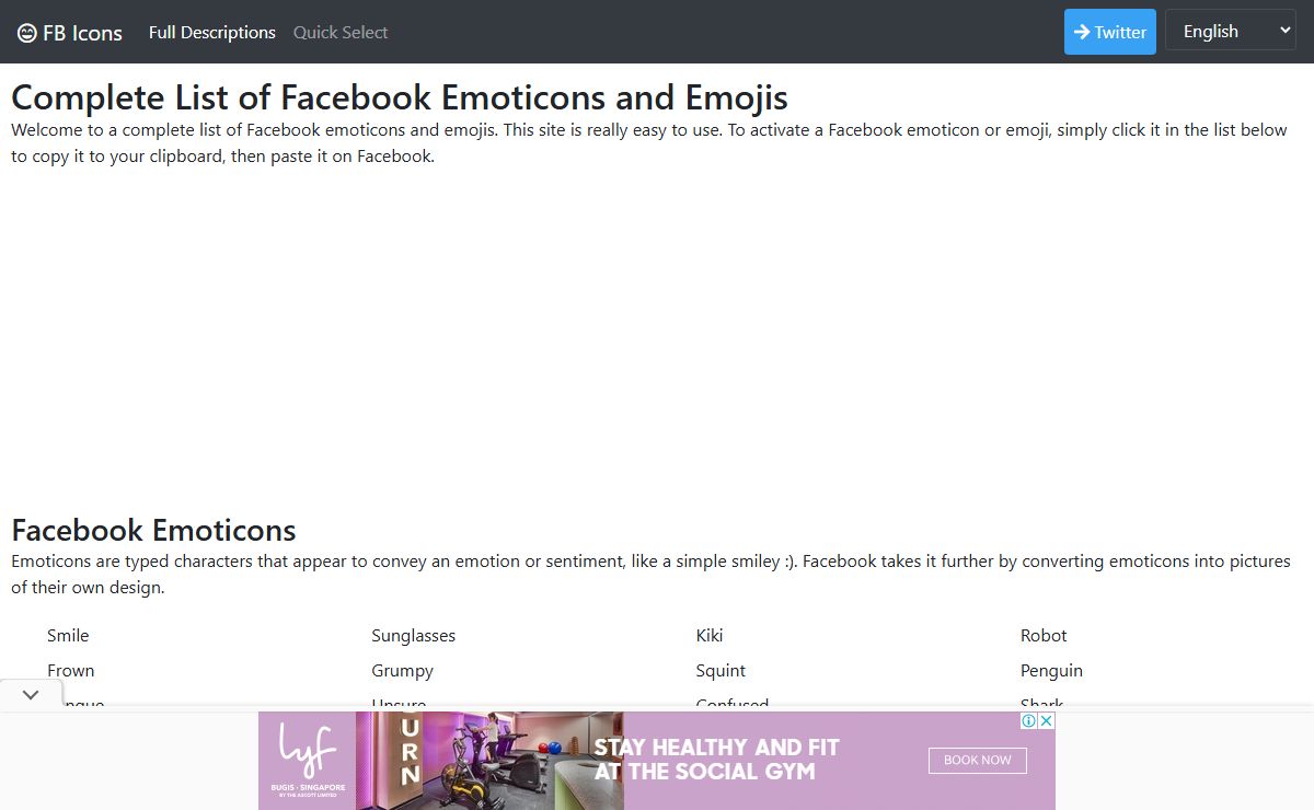 A complete list of Facebook emoticons and emojis